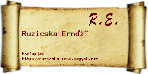Ruzicska Ernő névjegykártya